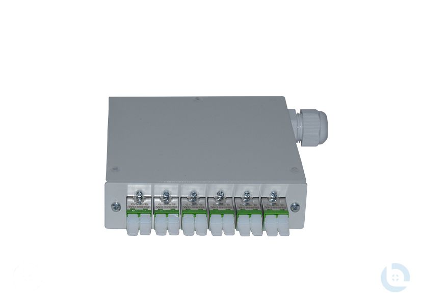 Hutschienengehäuse 120x120x32mm E2000/APC-Dupl. R&M E9/125 OS2 G652.D kompl. bestückt