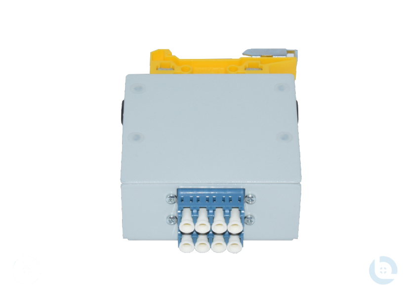 Mini Hutschienengehäuse, RAL7035, LC/PC-Quad E9/125 OS2 G652.D kompl. Bestückt