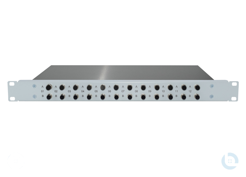 Spleissbox 19", 1HE, ALU, fest RAL703 ST G50/125 OM3 kompl. bestückt