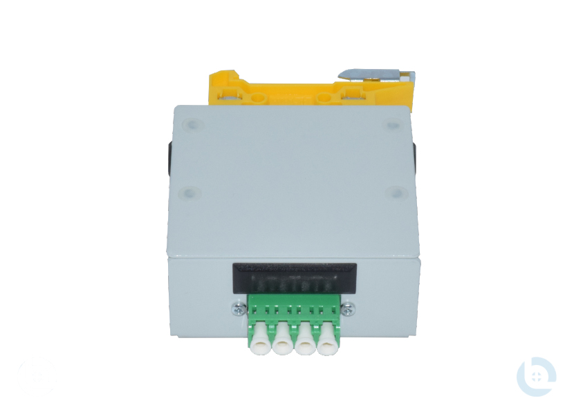 Mini Hutschienengehäuse, RAL7035, LC/APC-Quad E9/125 OS2 G652.D kompl. Bestückt