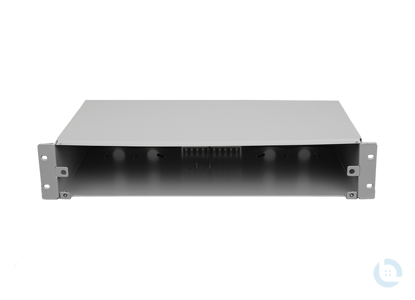 Spleissbox, 2HE STAHL, fest RAL7035, 483x89x244 mm, ohne Frontblende