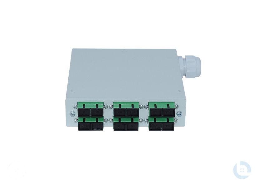 Hutschienengehäuse 120x120x32mm SC/APC-Dupl. E9/125 OS2 G652.D kompl. bestückt