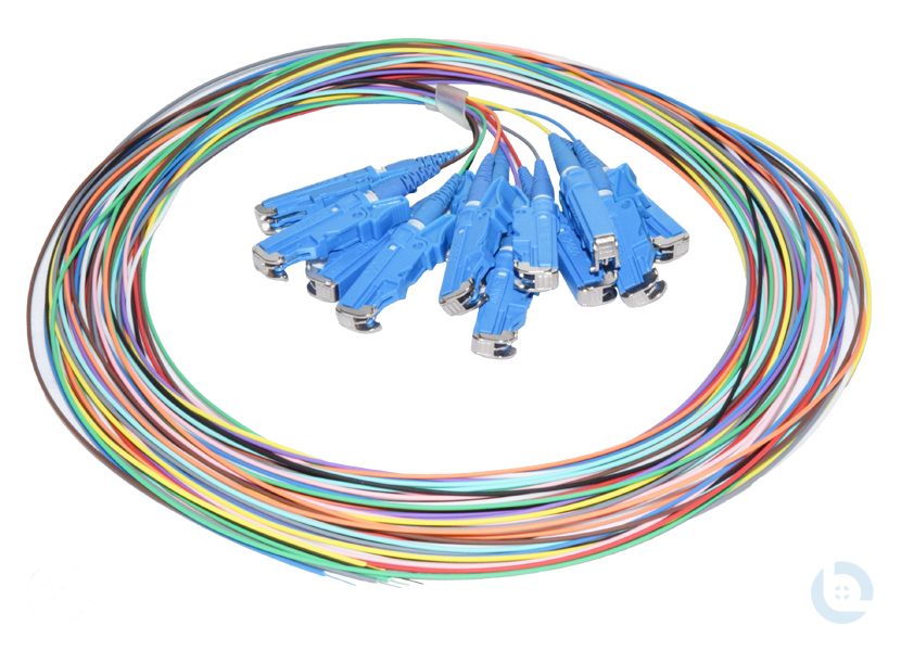 Faserpigtail E2000 E9/125 G652.D R&M 2,0m 12er Set farbig nach DIN VDE 0888