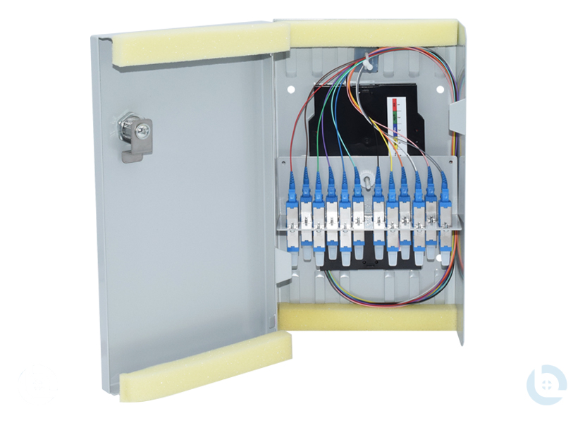 Kompaktspleißverteiler 150x265x55mm E2000/PC R&M E9/125 OS2 kompl. bestückt