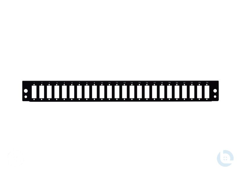 Frontblende 19“, 1HE, 24x SC-Dupl./LC-Quad fest /ausziehbar RAL 9005 (schwarz)