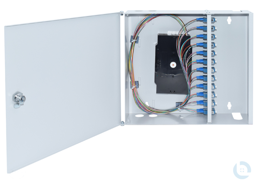 Wandverteiler Mini 320x88x290mm LC/PC-Quad E9/125 OS2 kompl. bestückt