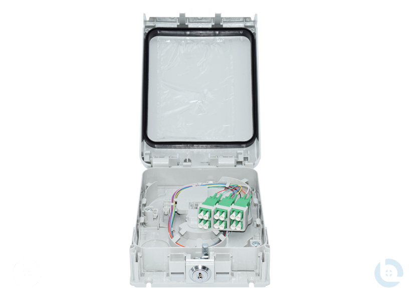 APL IP 54 FTTH 150x212x53mm LC/APC-Dupl. E9/125 OS2 G652.D kompl. bestückt