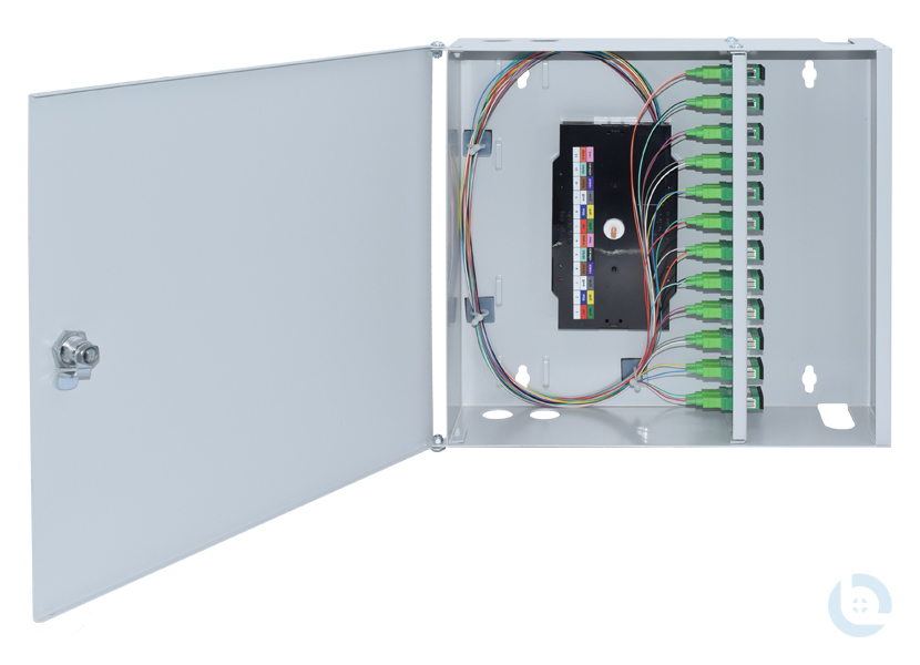 Wandverteiler Mini 320x88x290mm SC/APC-Dupl. E9/125 OS2 kompl. bestückt