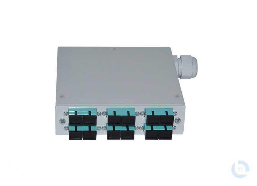 Hutschienengehäuse 120x120x32mm SC/PC-Dupl. G50/125 OM3 kompl. bestückt